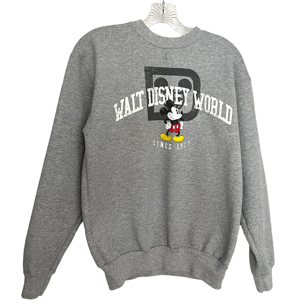 Disney Parks Crewneck Sweatshirt Adult Small Walt Disney World Mickey 1971 Gray